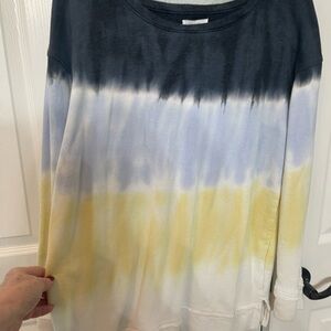 Maurices Black Blue Yellow Tie-Dye Long Sleeve Top